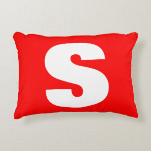 Cojín Decorativo Letra inicial monograma estilo moderno rojo blanco