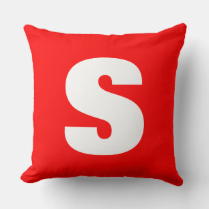 Cojín Decorativo Letra inicial monograma estilo moderno rojo blanco