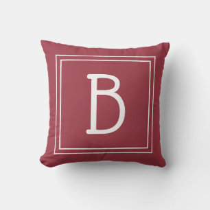 Cojín Decorativo Letra Inicial Monogramada de Moda en Rojo Carmesí