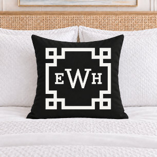 Cojín Decorativo Letra Inicial Negrita en Blanco y Negro con Clave 