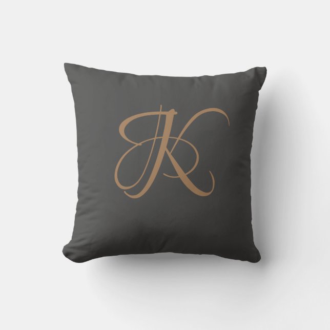 Cojín Decorativo Letra K Monograma Personalizado inicial (Anverso)