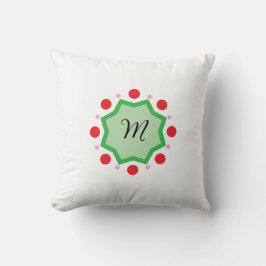 Cojín Decorativo Letra M de monograma elegante: emblema verde con r
