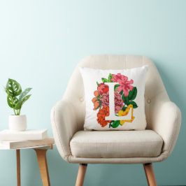 Cojín Decorativo Letra mayúscula L monograma floral