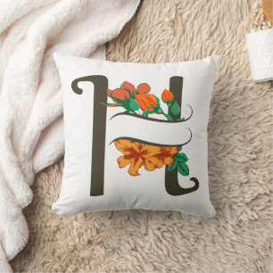Cojín Decorativo Letra mayúscula Monograma floral H