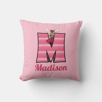 Cojín Decorativo Letra monograma músculo de la pluma rosa del niño