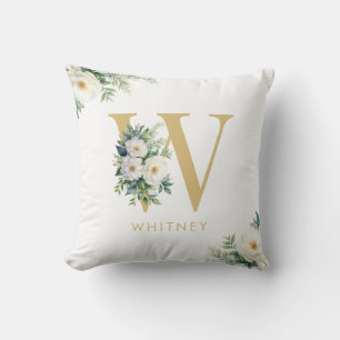 Cojín Decorativo Letra monograma nombre inicial floral