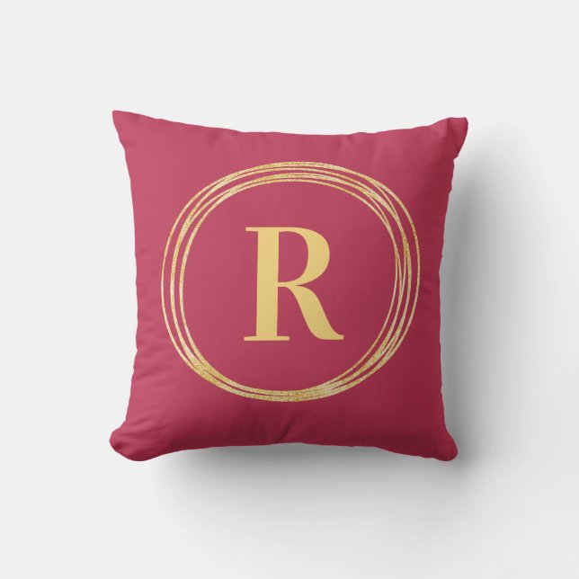 Cojín Decorativo Letra monogramo círculos de oro rosado caliente in (Anverso)