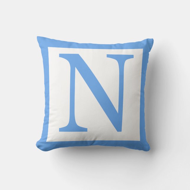 Cojín Decorativo Letra N Bebé Borde azul (Anverso)
