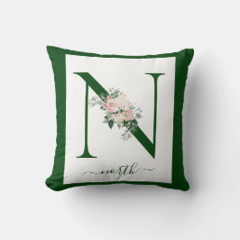 Cojín Decorativo Letra N floral monograma