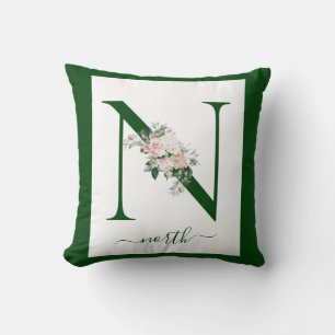 Cojín Decorativo Letra N floral monograma