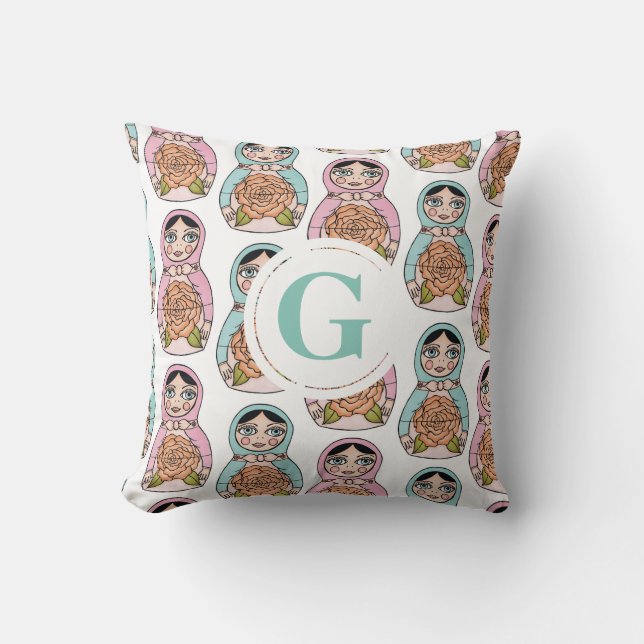 Cojín Decorativo Letra nesting Doll matryoshka personalizada Pillow (Anverso)