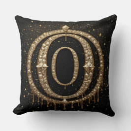 Cojín Decorativo Letra O de Monograma con Brillo Negro para Tienda 