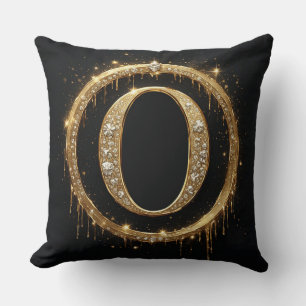 Cojín Decorativo Letra O de Monograma Personal Inicial de Diamantes