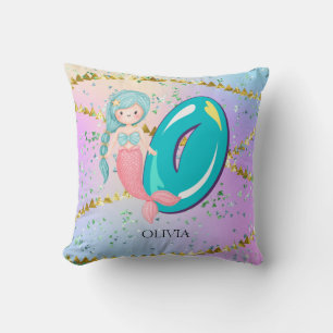 Cojín Decorativo Letra O Monograma Acuarela Cuta Cristales De Siren