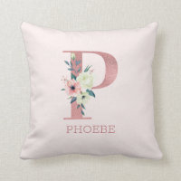 Letra P Acuarela Rosa Floral Monogramo Nursera