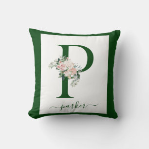 Cojín Decorativo Letra P floral monograma