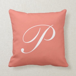 Cojín Decorativo Letra P Monograma Coral Pilar