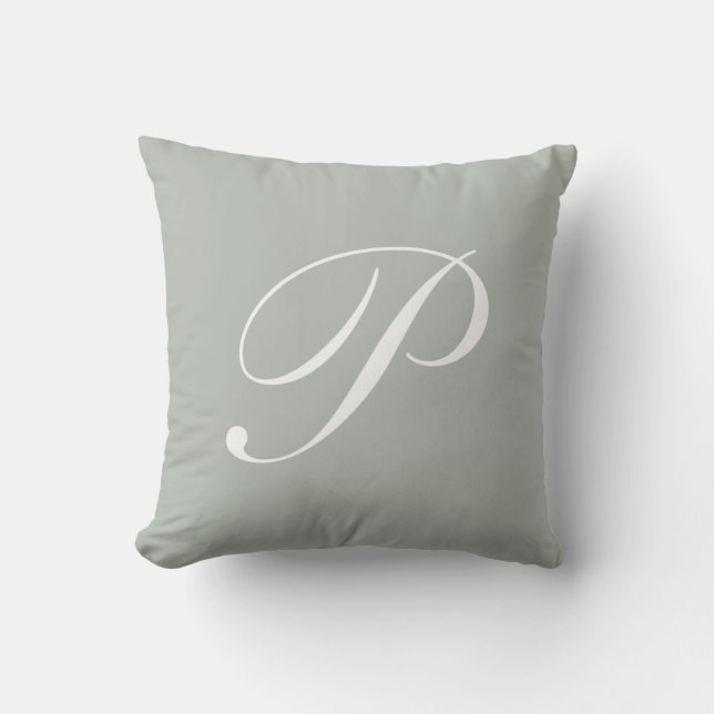 Cojín Decorativo Letra P Monograma gris plateado (Anverso)
