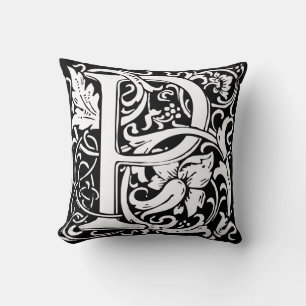 Cojín Decorativo Letra P Monograma Medieval Art Nouveau