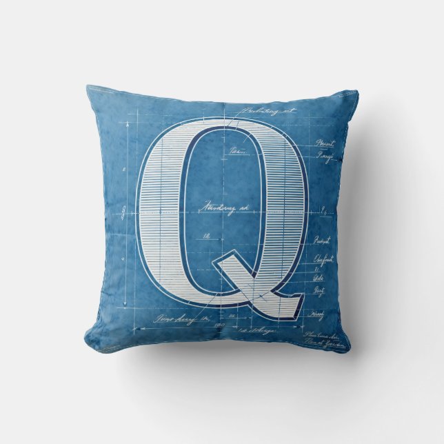 Cojín Decorativo Letra Q de Monograma Plano (Anverso)