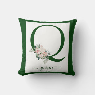 Cojín Decorativo Letra Q floral monograma