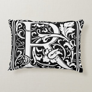 Cojín Decorativo Letra R Monograma medieval Art Nouveau