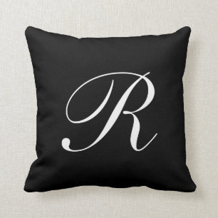 Cojín Decorativo Letra R Monograma negro