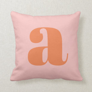 Cojín Decorativo Letra retro monograma Naranja rosa dulce