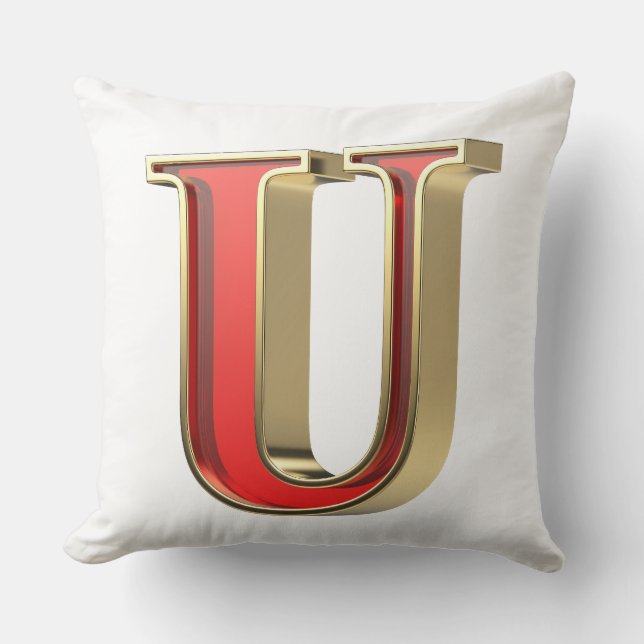Cojín Decorativo Letra roja de vidrio U (Anverso)