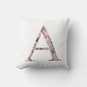 Cojín Decorativo Letra rosa Un símbolo de Mármol alfa inicial