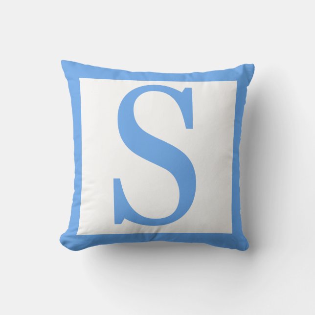 Cojín Decorativo Letra S Borde Azul Bebé (Anverso)