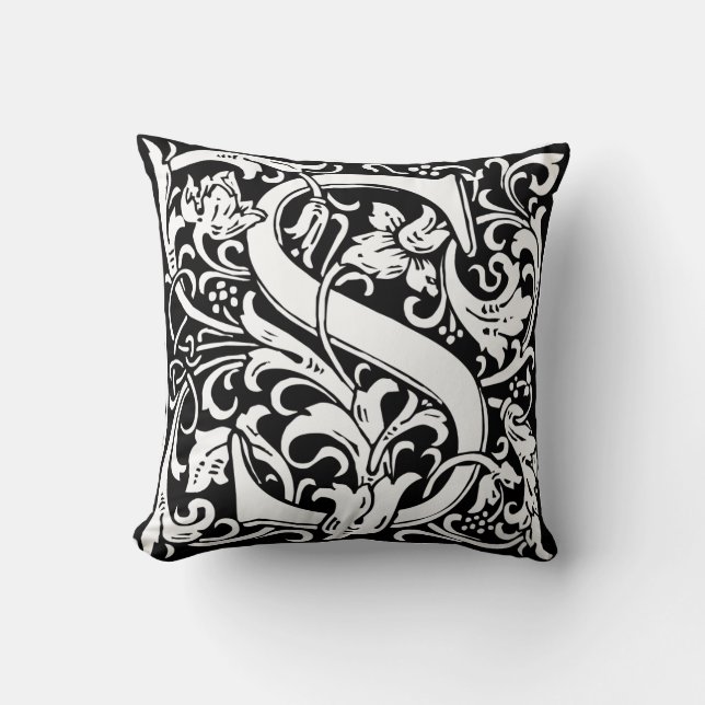 Cojín Decorativo Letra S Monograma medieval Art Nouveau (Anverso)