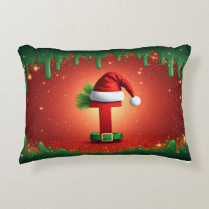 Cojín Decorativo Letra T De Navidad Para Regalos De Fiesta