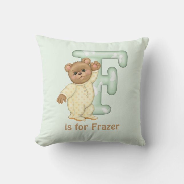 Cojín Decorativo Letra Teddy Bear F Monograma Pillow (Anverso)