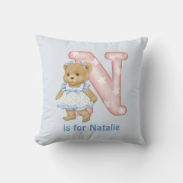 Cojín Decorativo Letra Teddy Bear N Monograma Pillow