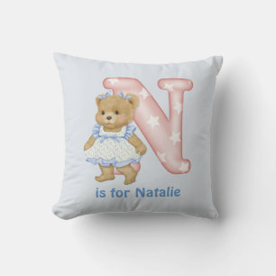 Cojín Decorativo Letra Teddy Bear N Monograma Pillow