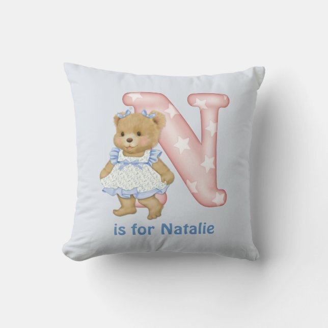 Cojín Decorativo Letra Teddy Bear N Monograma Pillow (Anverso)