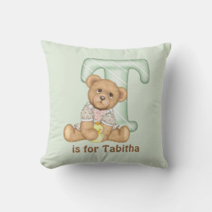 Cojín Decorativo Letra Teddy Bear T Monograma Pillow