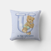 Letra Teddy Bear U Monograma Pillow