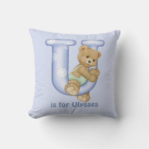 Cojín Decorativo Letra Teddy Bear U Monograma Pillow