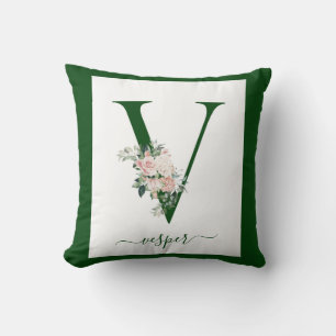 Cojín Decorativo Letra V floral monograma