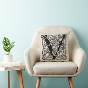 Cojín Decorativo Letra V Monograma Impresión Vintage Nudo Celta
