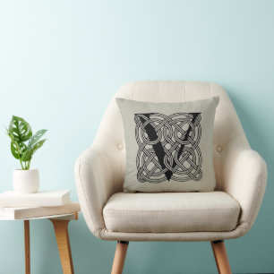 Cojín Decorativo Letra V Monograma Impresión Vintage Nudo Celta