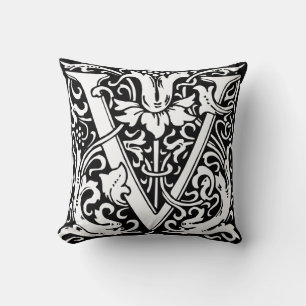 Cojín Decorativo Letra V Monograma Medieval Art Nouveau