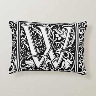 Cojín Decorativo Letra W Arte Nouveau Monograma Medieval