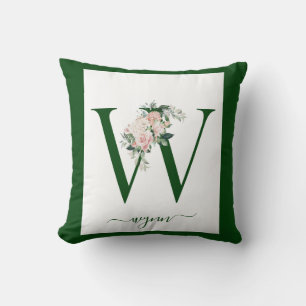 Cojín Decorativo Letra W floral monograma