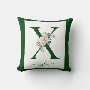 Cojín Decorativo Letra X floral monograma