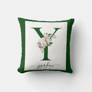Cojín Decorativo Letra Y floral monograma