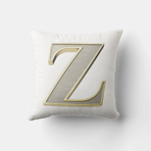 Cojín Decorativo Letra Z en acabado metálico plateado con un brillo