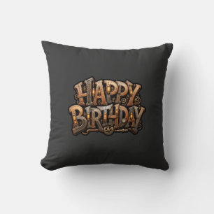 Cojín Decorativo Letras de feliz cumpleaños steampunk